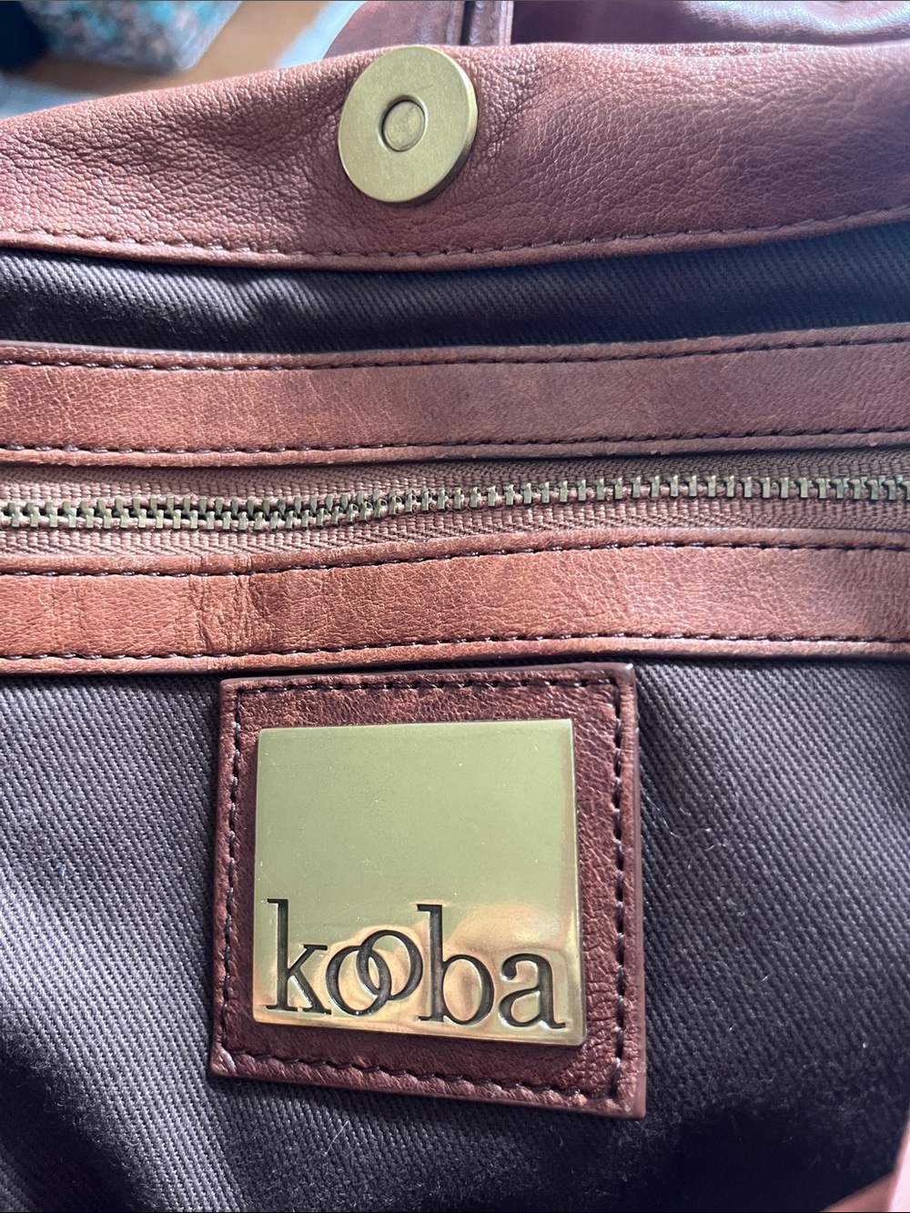 Kooba Devin tie front chestnut leather hobo bucket bag EUC - Picture 9 of 17